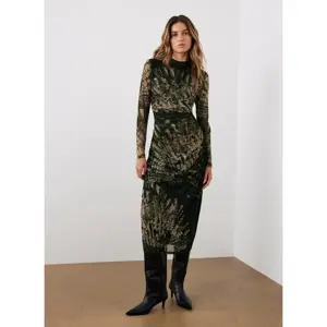 Mint Velvet Black Abstract Print Mesh Midi Dress